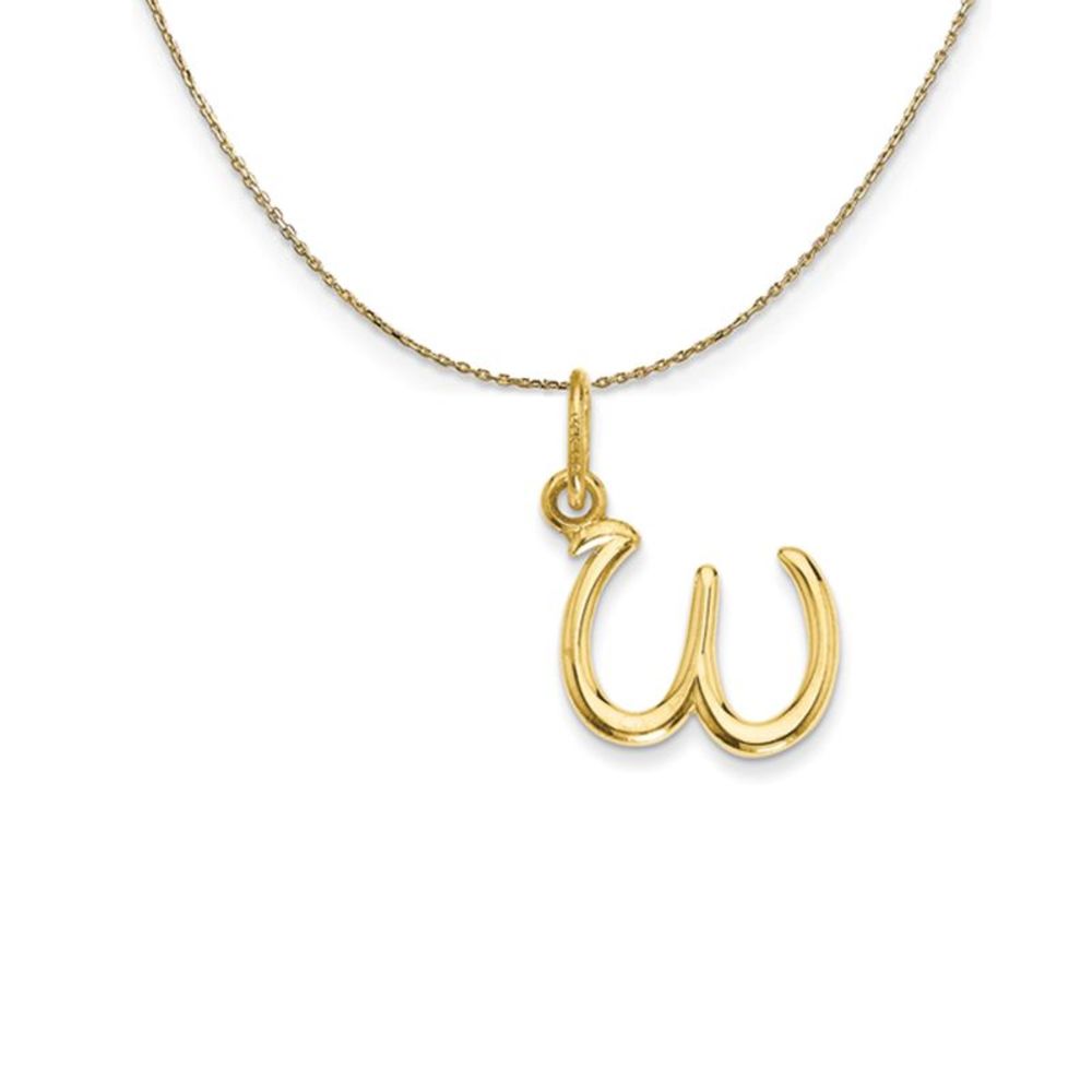 14k Yellow Gold, Claire Mini Lower Case Initial W Necklace - 18 Inch